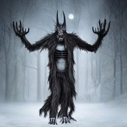 Wendigo monster with bat face and white skin as Russian Orthodox