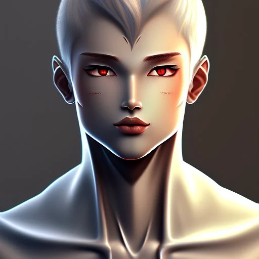 silver skinned anime man