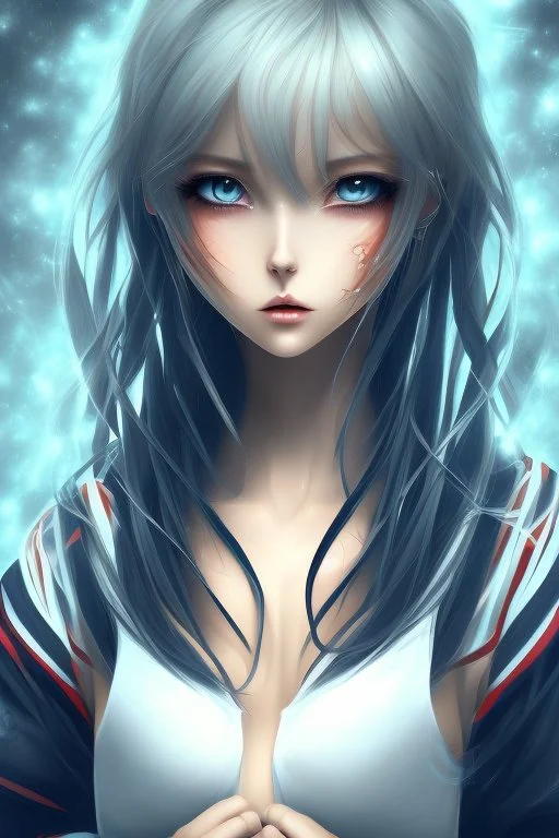 Beautiful Anime girl close and personal in warm abstract background