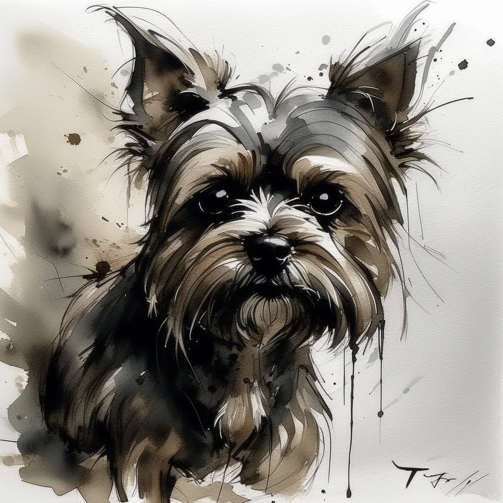 Yorkshire terrier in the style of Willem Haenraets, Yoji Shinkawa, Guy Denning, Florian Nicolle