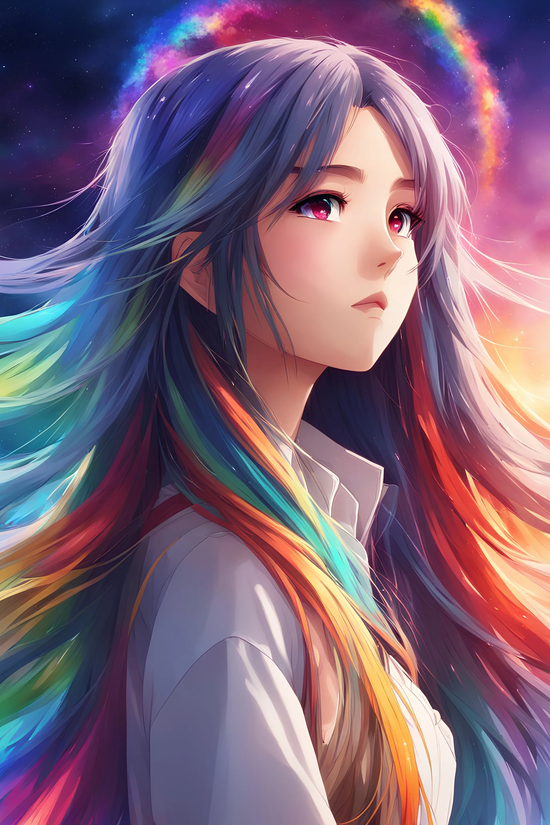 Abstract painting about anime girl with close up view at the face. Splash  colour art. Portrait of anime girl. Digital art style. Illustration painting.  Generative AI. Stock Illustration | Adobe Stock