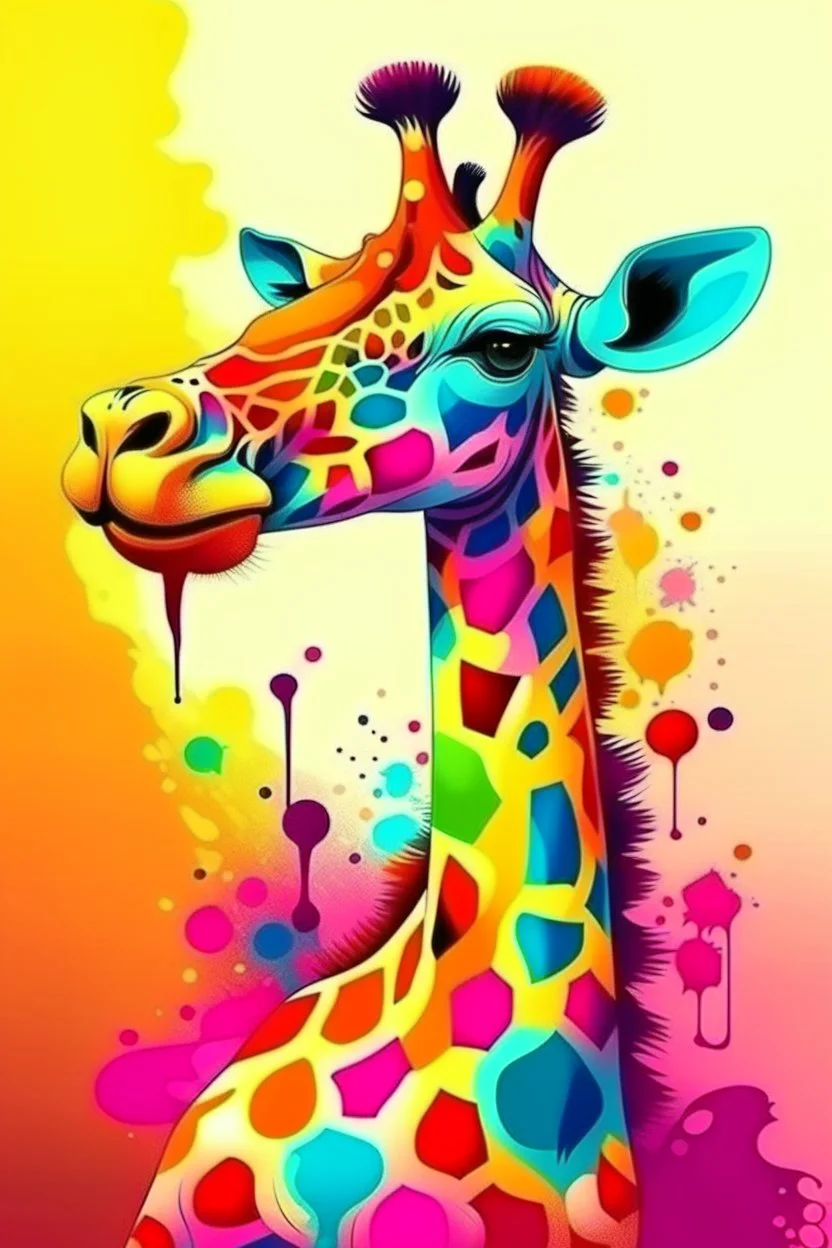 Acrtoon 2d art illustration . colorful giraffe