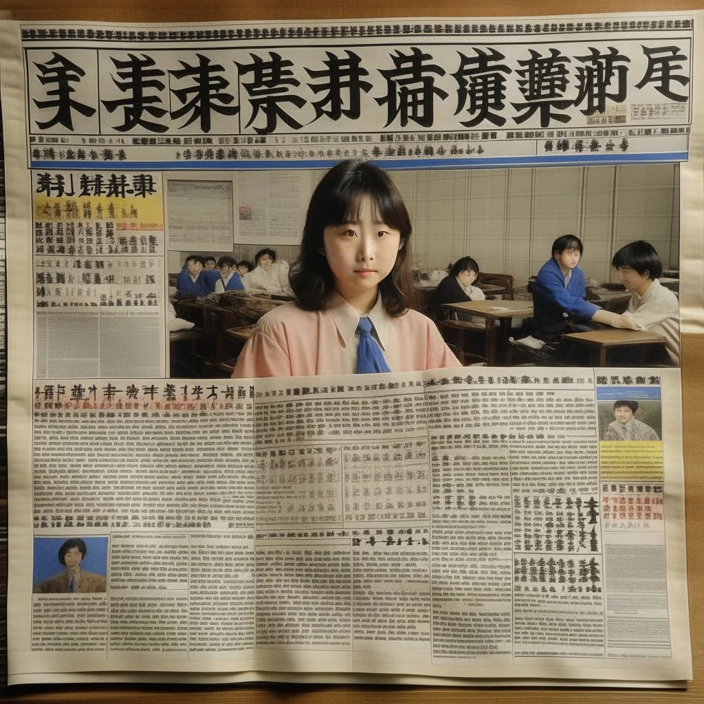 80's Japanese newspaper in the style of a word document