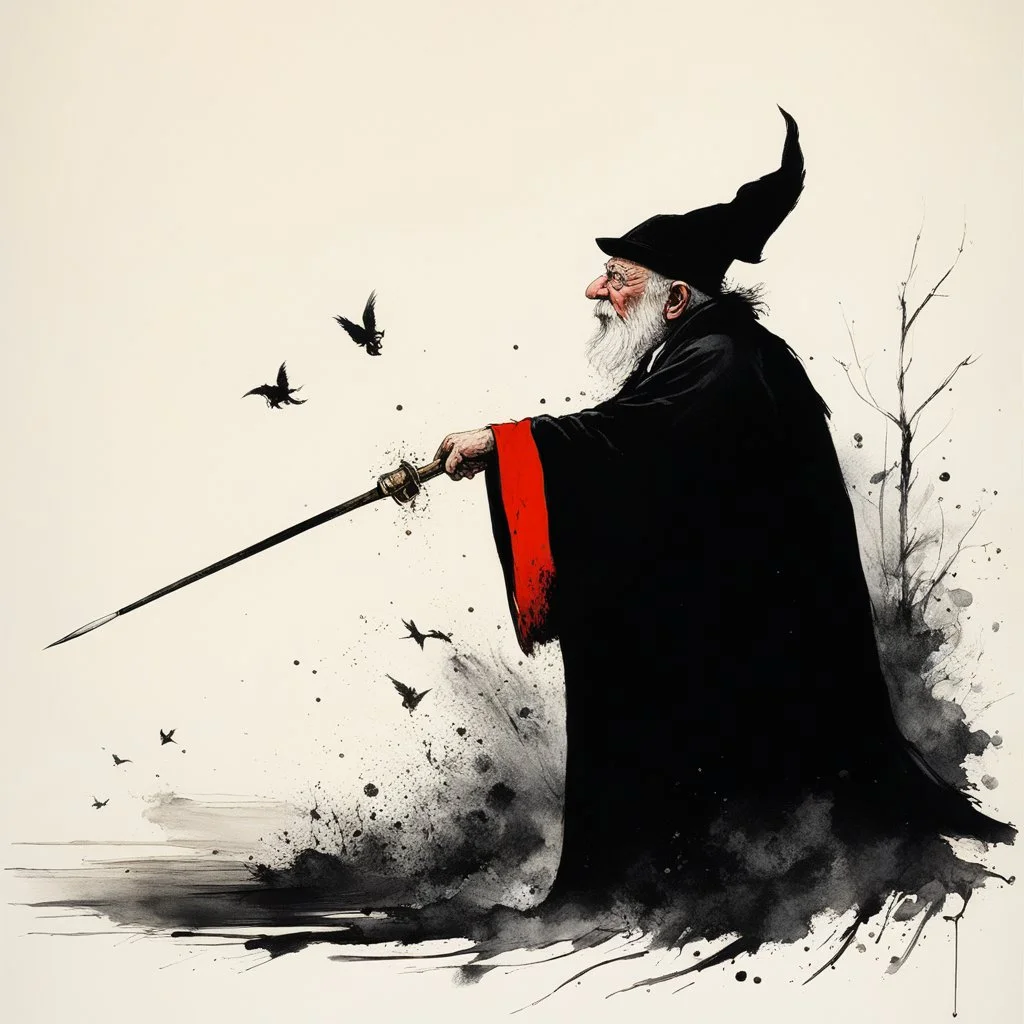 [art by Ralph Steadman] that which includes the most causes of evil is the greater evil, and such are the sins of witches. For they can, with God's permission, bring every evil upon that which is good by nature and in form, as is declared in the Papal Bull. Besides, Adam sinned only in doing that which was wrong in one of two ways; for it was forbidden, but was not wrong in itself: but witches and other sinners sin in doing that which is wrong in both ways, wrong in itself, and forbidden, such a