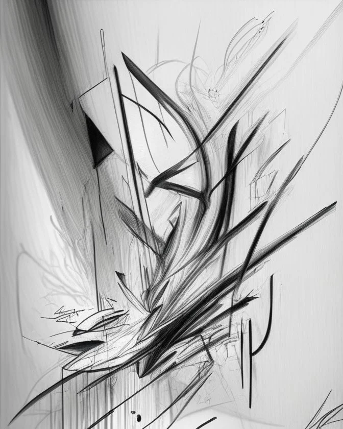 Abstract oil sketchy pencil outlines