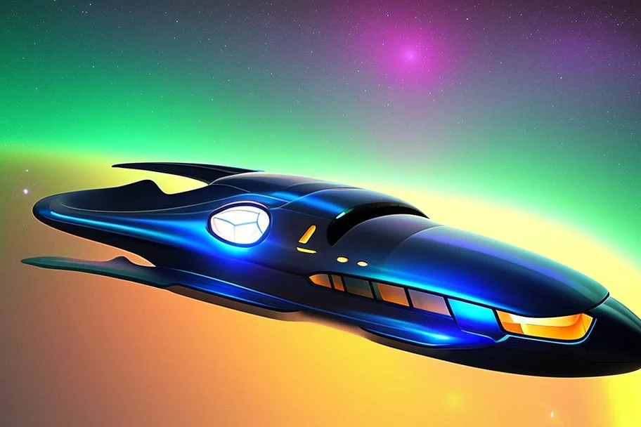 cool design of a small spaceship cruising through the gAlaxy