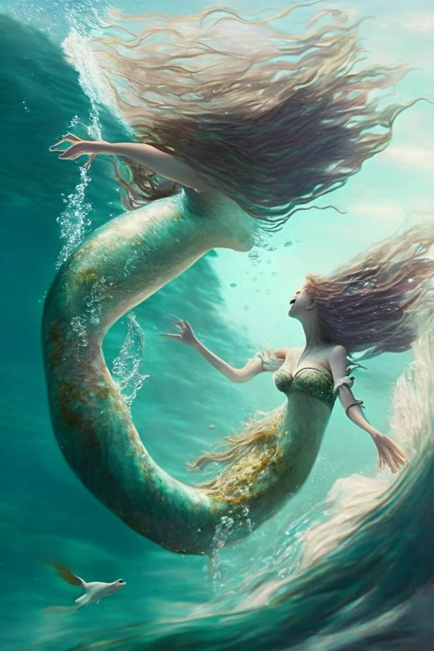 throwing a girl mermaid into the ocean