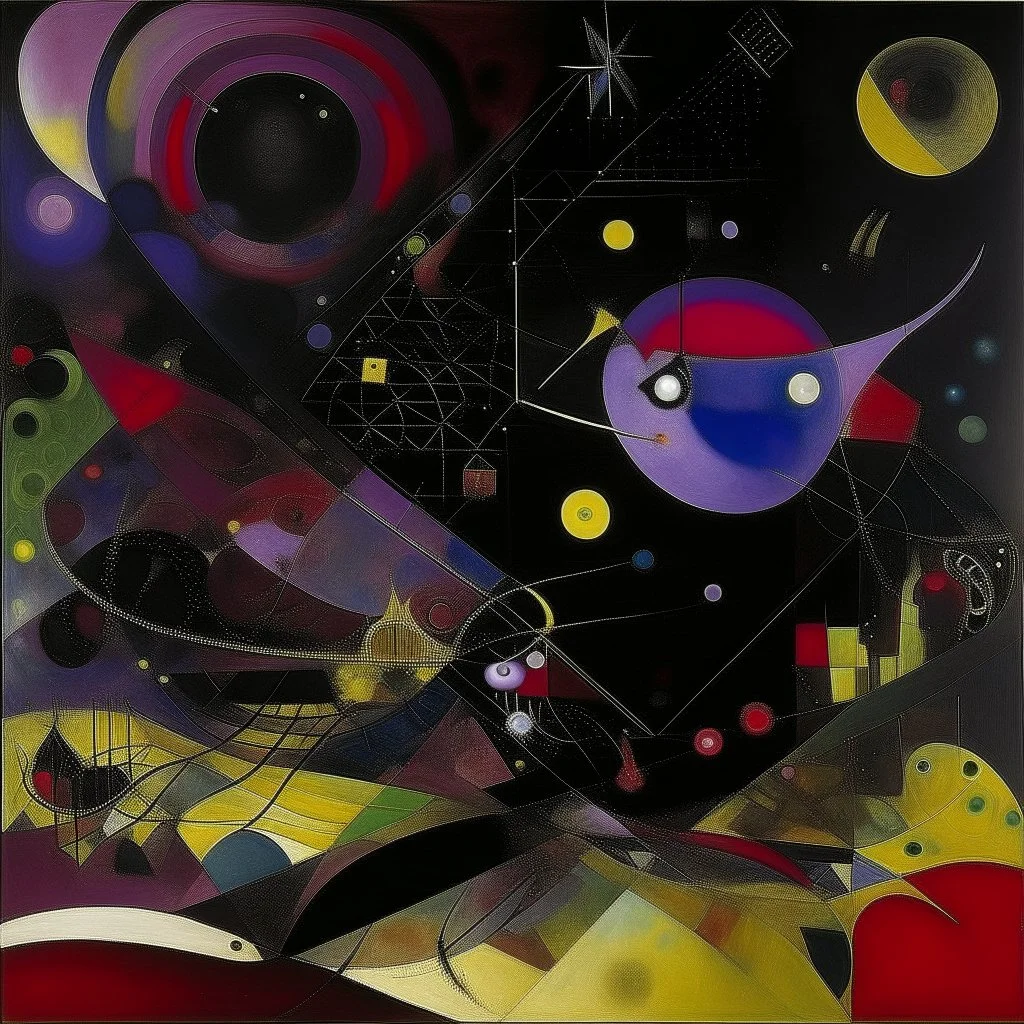 A blackish purple galactic nightmare painted by Wassily Kandinsky