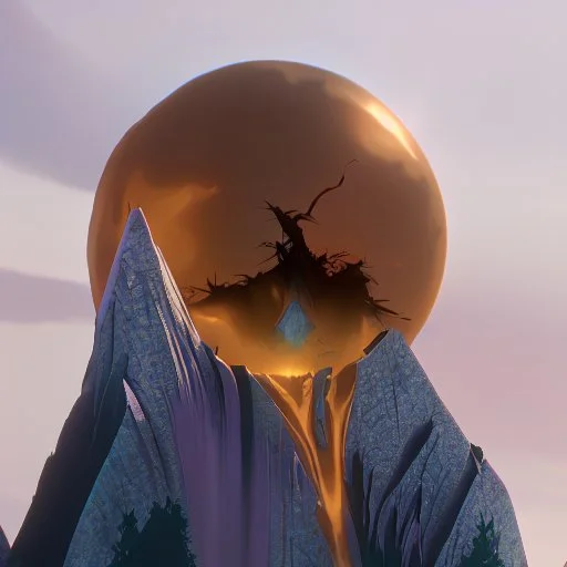 the broken sun melts down the mountain