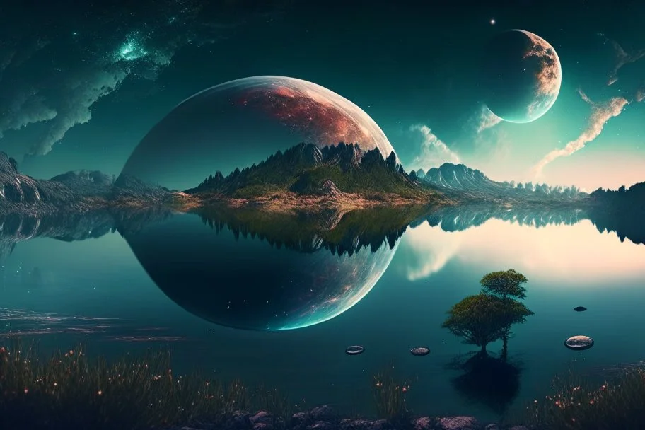 epic, cosmos, persons, big epic lake, planet, vegetation, hd