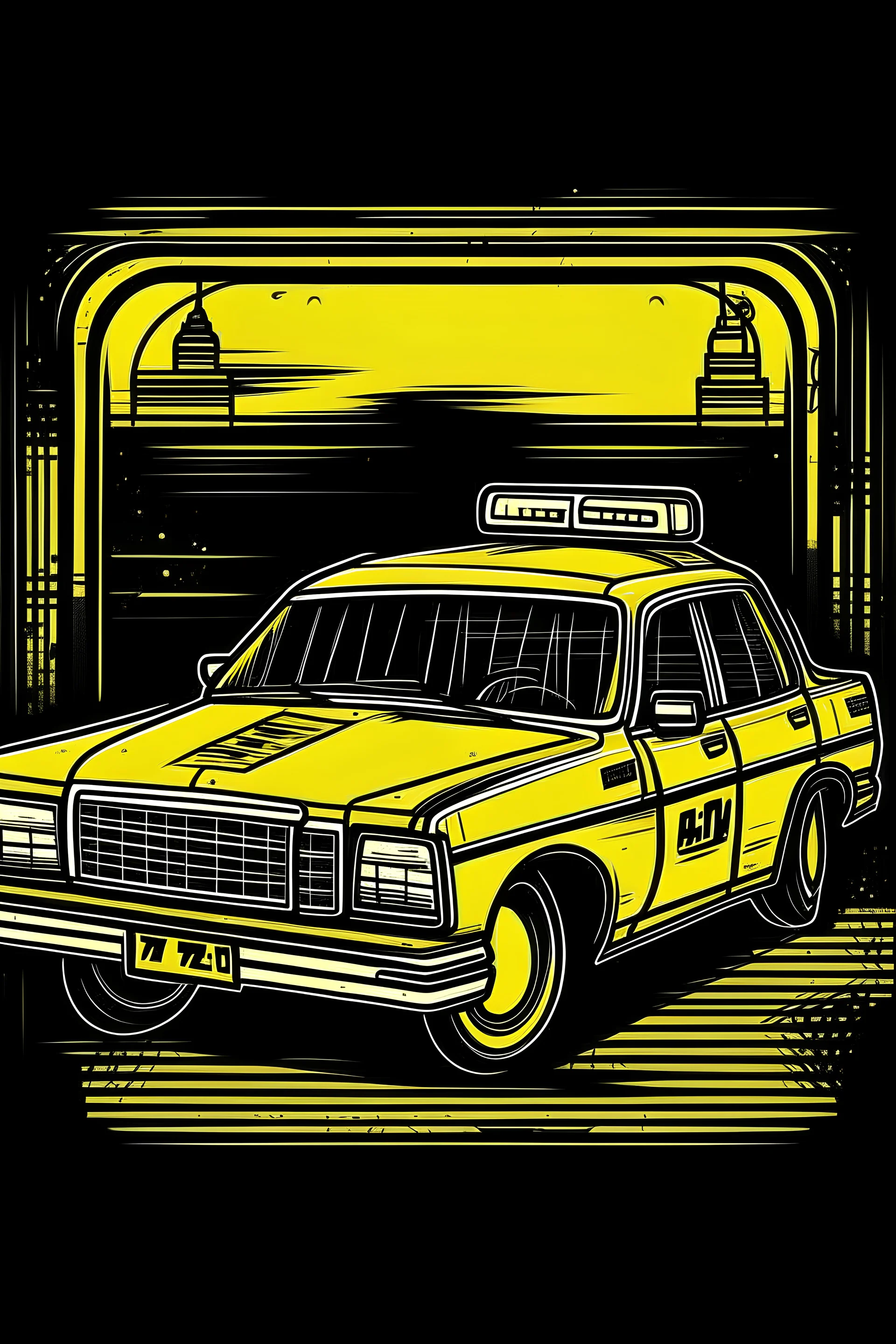 A ilustration of TAXI OLD STYLE , middle ground design, t-shirt design, no black ground, vector, 4k