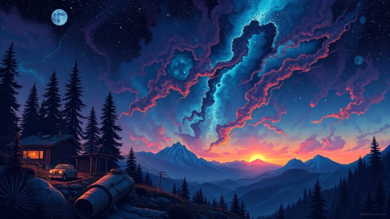 Create an image inspired by the work of Dan Mumford