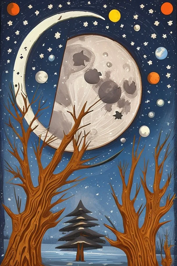 Moon folk art