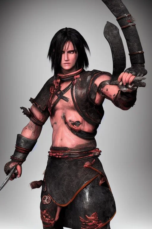 human berserker meaty black hair longsword