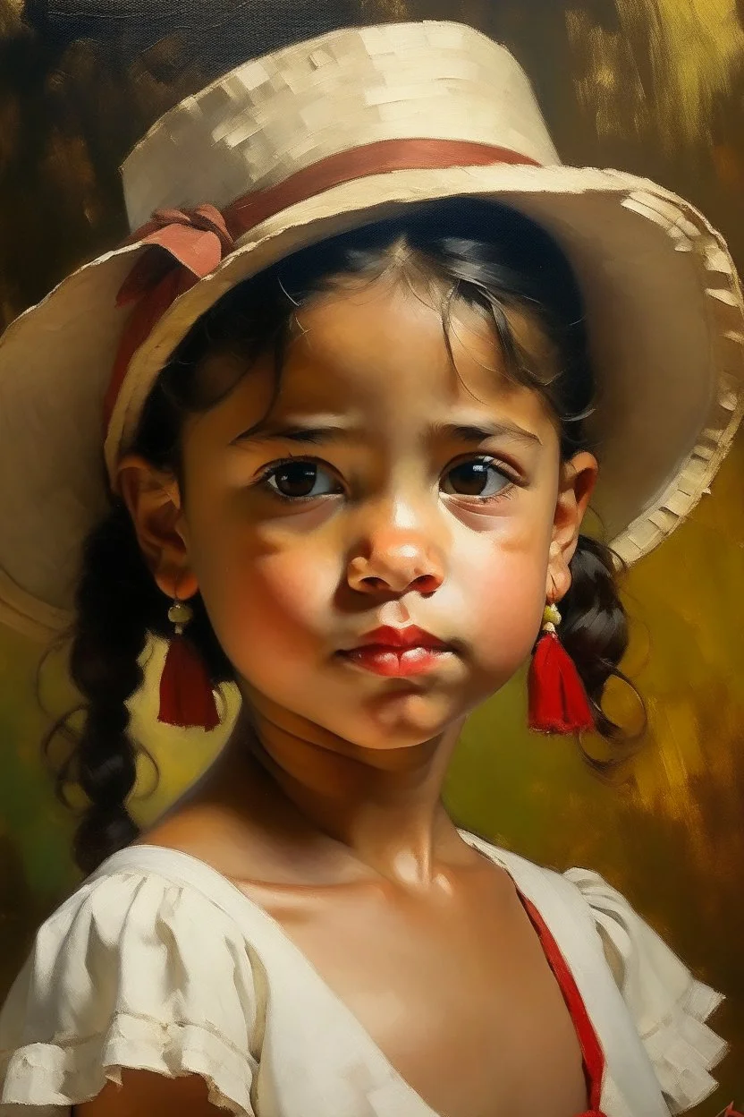 cuban little girl from the front portret painting neoclassism