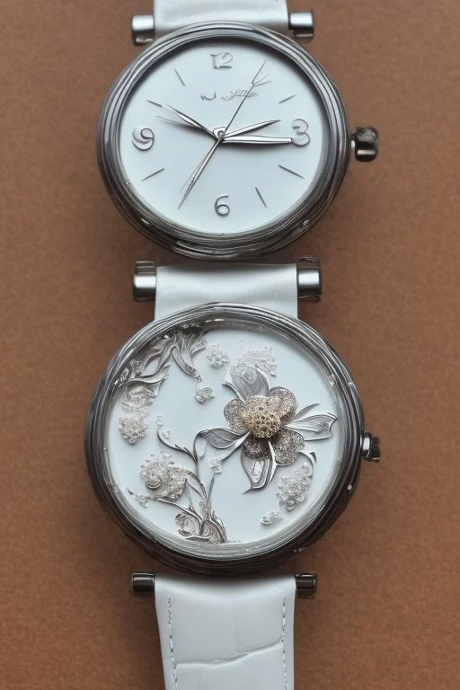 White gold wristwatch with ester flower