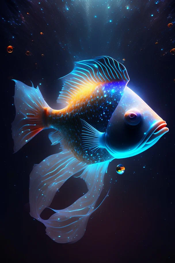 3D light fish in space