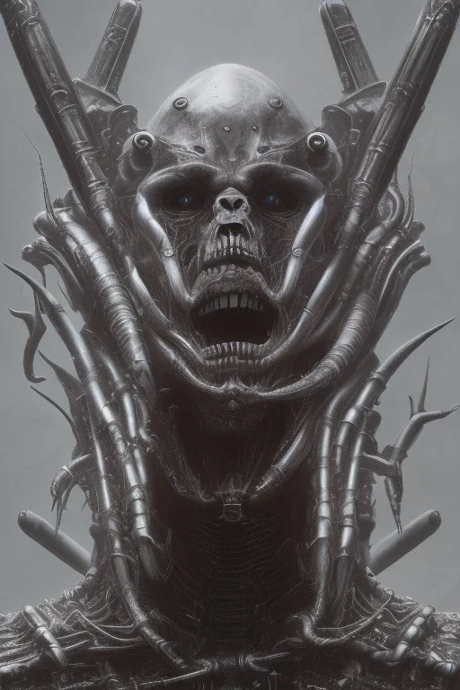 evil berserker tron, 8k, finely detailed, photo realistic, gothic, hr giger