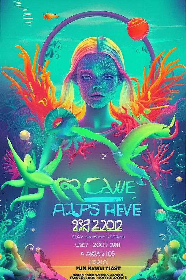 rave poster with ocean theme