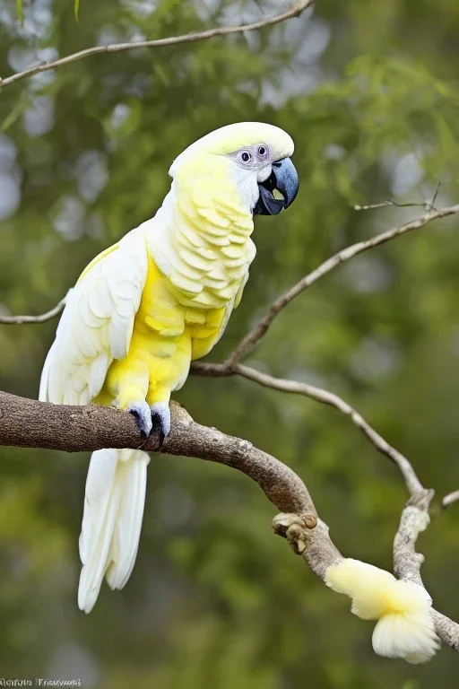 Photo of sulphur crested cockatoo on branch, 800mm lens, long exposure, Bokeh, Nikon Z FX, vivid colors