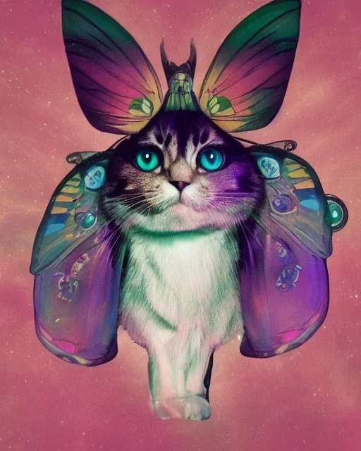 futuristic butterfly cat