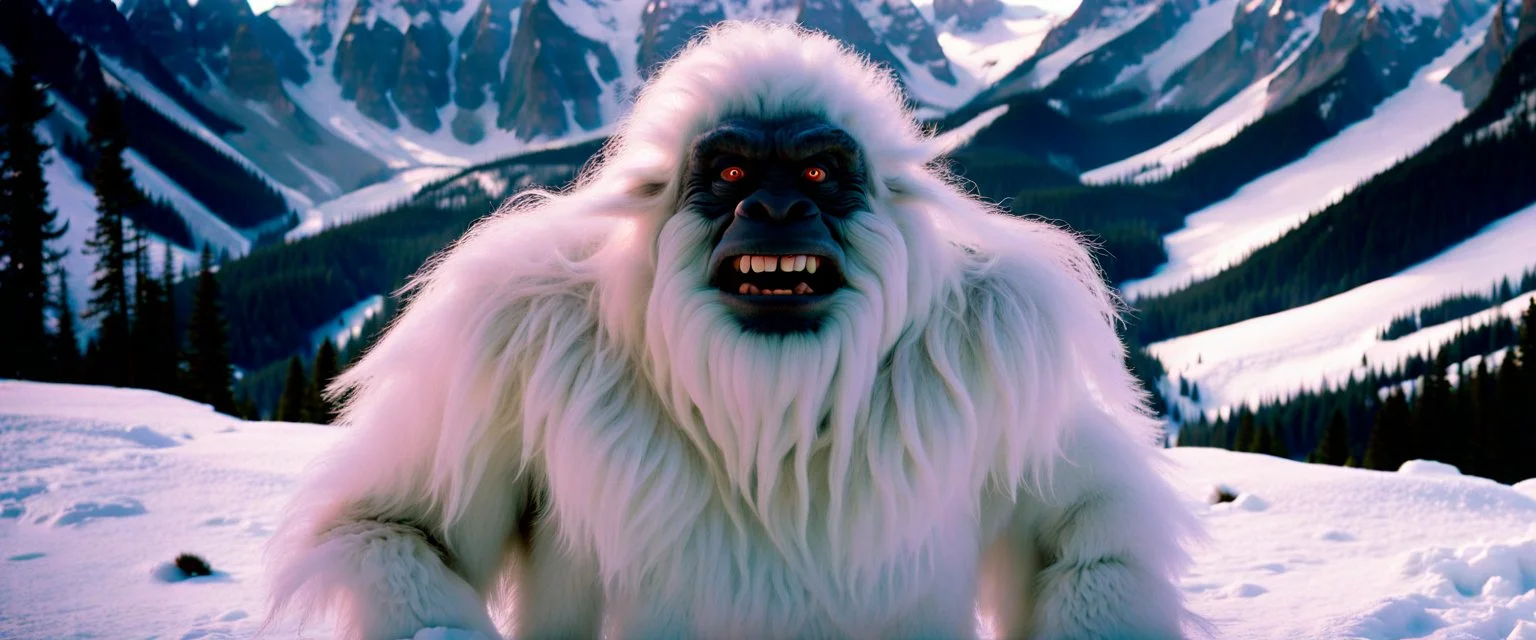 The Yeti by Stanley Kubrick (1989), depth of field, classic film, bokeh background blur, Kananaskis Country, psychedelic, sacred geometry, iconic image