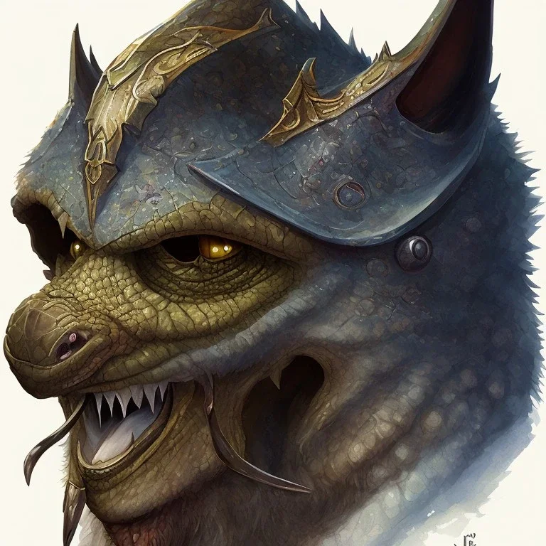 dungeons and dragons, fantasy, goblin, king, portrait, only face, ochre skin, watercolour