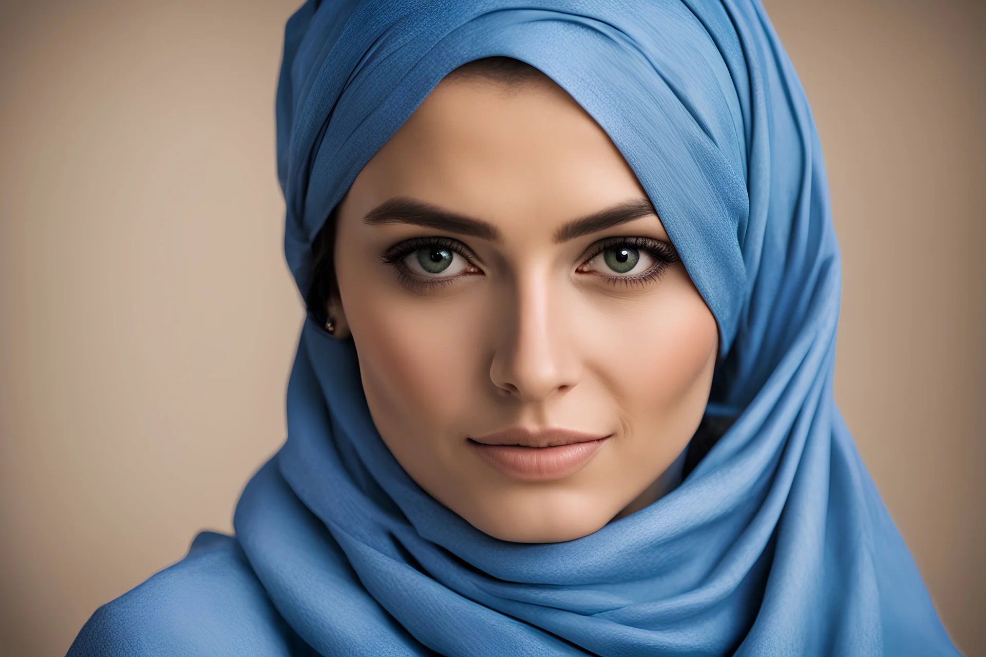 arafed woman wearing a headscarf and a blue shirt, very beautiful portrait, beautiful portrait photo, beautiful portrait, beautiful portrait image, beautiful arab woman, impossibly beautiful portrait, stunning portrait, beautiful iranian woman, high quality portrait, wonderful, color portrait, beautiful face portrait, gorgeous face portrait, beautiful female portrait, beautiful girl portrait, detailed beautiful portrait, arabian beauty