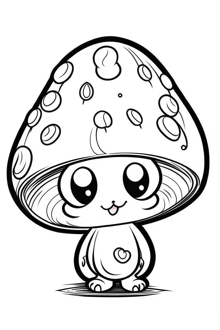 outline art for cute Mushroom coloring pages with sitch, white background, Sketch style, full body, only use outline, toddlers style, clean line art, white background, no shadows and clear and well outlined.