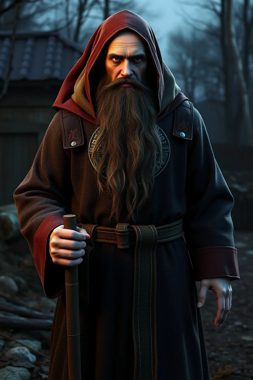 russian monk for a horror , 3d model for a videogame, template, full-length