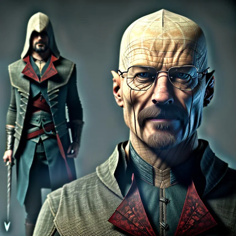 a assassin's creed character walter white , highly detailed, 3d render , movie poster , album cover