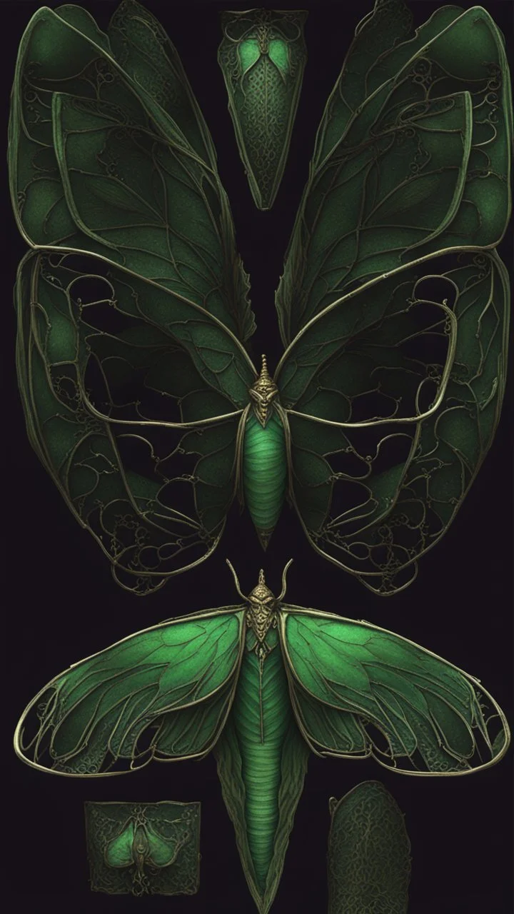 metal gothic green moth wings