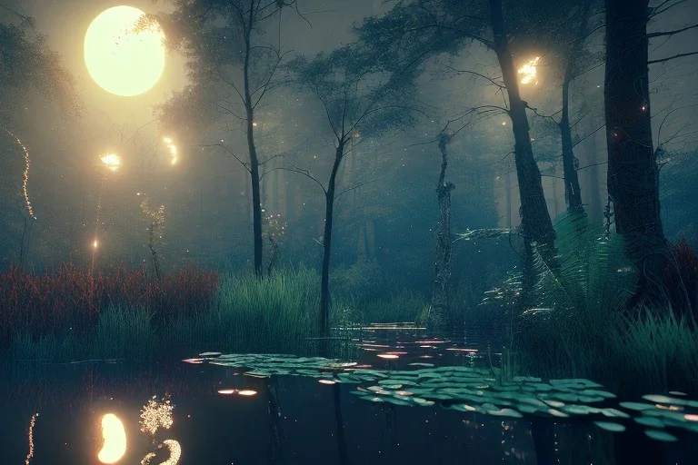  moonshone operation , swamps , projects, unity, scriptable render pipeline , red tone, volumetric lighting.