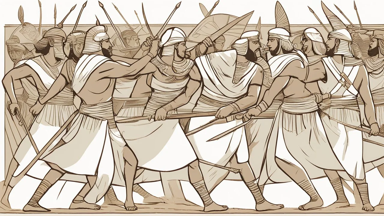 Pharaonic soldiers fighting in battle