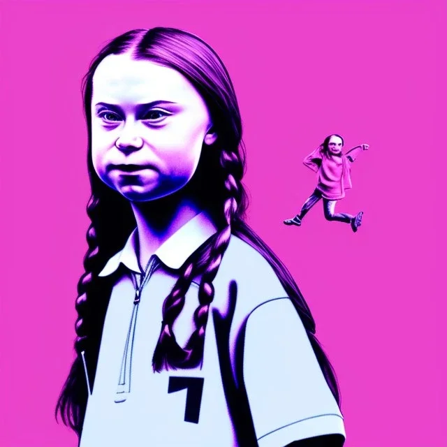 portrait of Greta Thunberg on top of the world