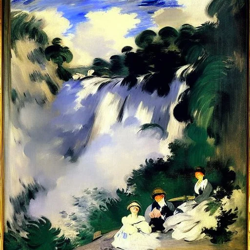 Waterfalls, clouds, edouard manet painting