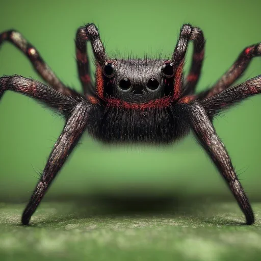 This spider is the size of a small horse, with eight long, slender legs tipped with sharp, venomous claws. Its body is covered in shimmering black fur, and its eyes glow a bright, otherworldly green. It has a pair of venomous fangs that can be extended from its mouth, and it can spin webs of magical energy to ensnare its prey. This spider is intelligent and cunning, and it is feared by all who encounter it in the realm of fantasy.