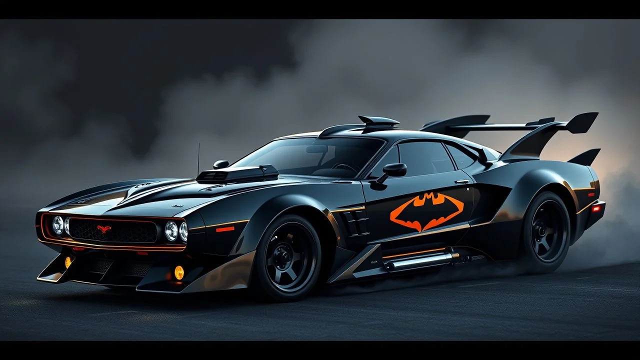 an all new batmobile based on all of the batmobiles including the 1989 batmobile, the batman and robin batmobile and a little from a new ford mustang, black