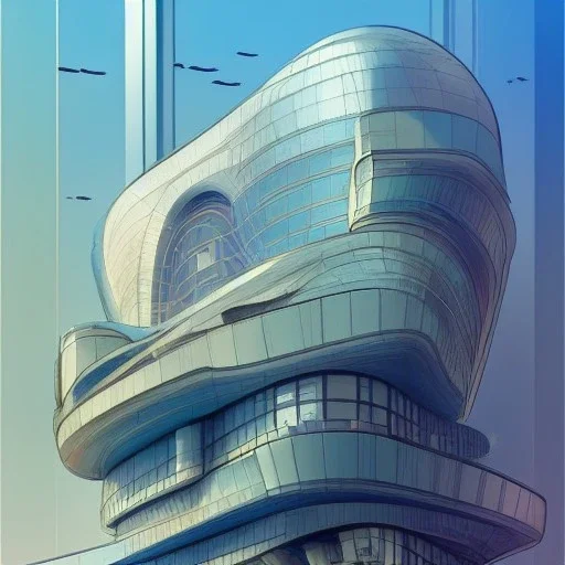 interwar modernism Architecture building with futuristic glass building +detailed facades+highly detailed++ Book illustration by Gediminas Pranckevičius, Jean Baptiste Monge, Brian Kesinger, Anton fadeev, strong lines, high contrast vibrant colors, 16k resolution, trending on behance""