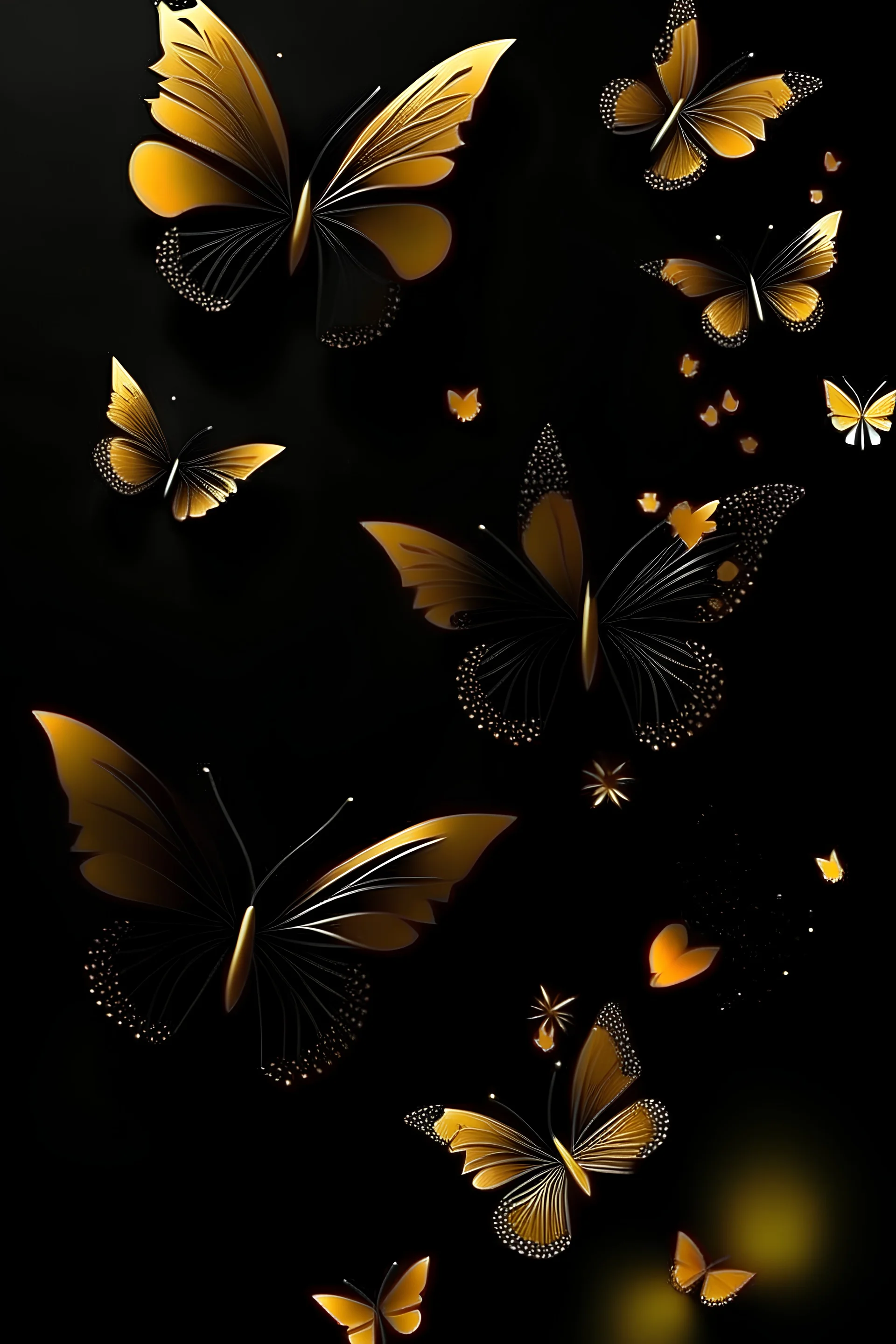 Fond abstract moderne et luxe ,couleur doré noir avec des papillons doré