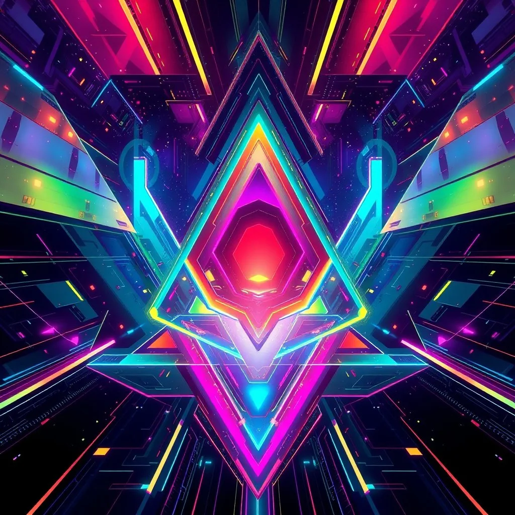 Here is a prompt for an AI image generation based on your request: "A beautiful, futuristic mockup graphic with a colorful, artistic, and mathematical aesthetic. The image should feature sleek, geometric shapes and patterns in a range of vibrant hues, creating a striking and visually captivating sci-fi-inspired design."