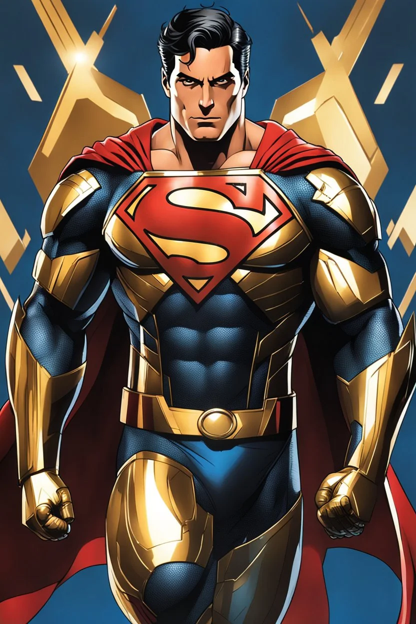 Full body superman Futuristic armour Chromecast golden shines