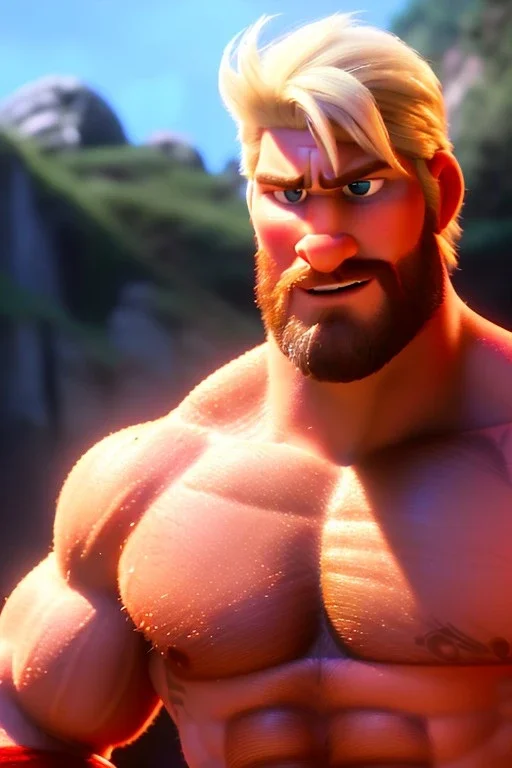 Ignore NSFW, teenager young rugged attractive slightly muscular fantasticly handsome blonde man, red briefs with yellow belt, hairy chest, (((visibly pisssing))) briefs, large erect visible boner peniss, photorealistic, artist Jay Anacleto, soft lighting, scruffy beard