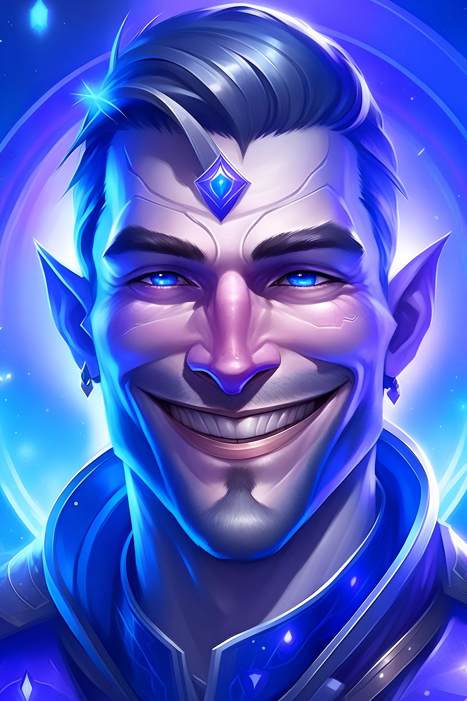 men of 30 years old, crystalline skin, galactic, cristal, very nice smile, commander, high rank, large cosmic forehead, human face, admiral, purple, blue, third eye