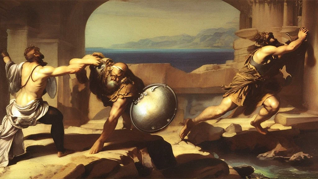 Odysseus steals palladium by titian