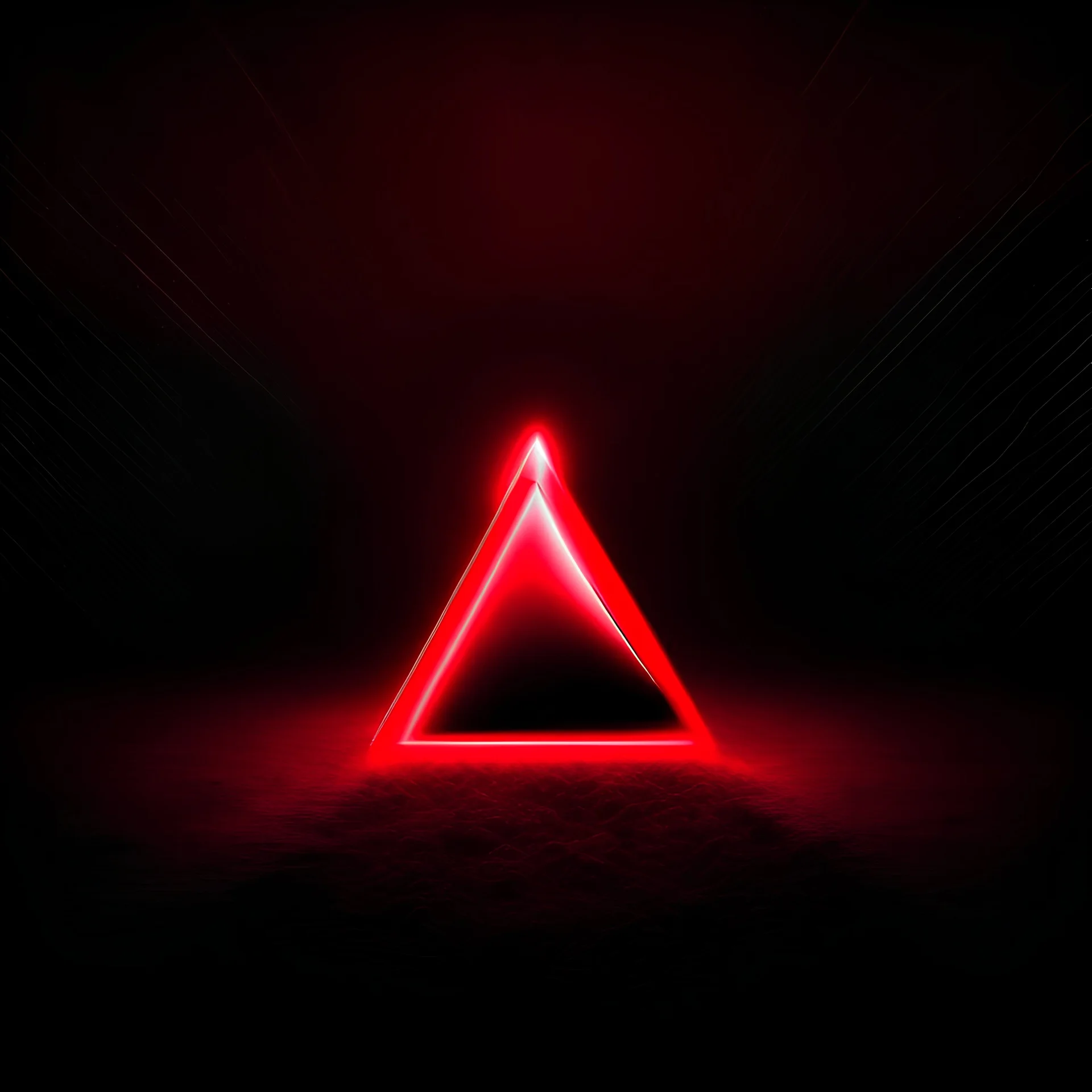 strange glowing red triangle on a pitch black background