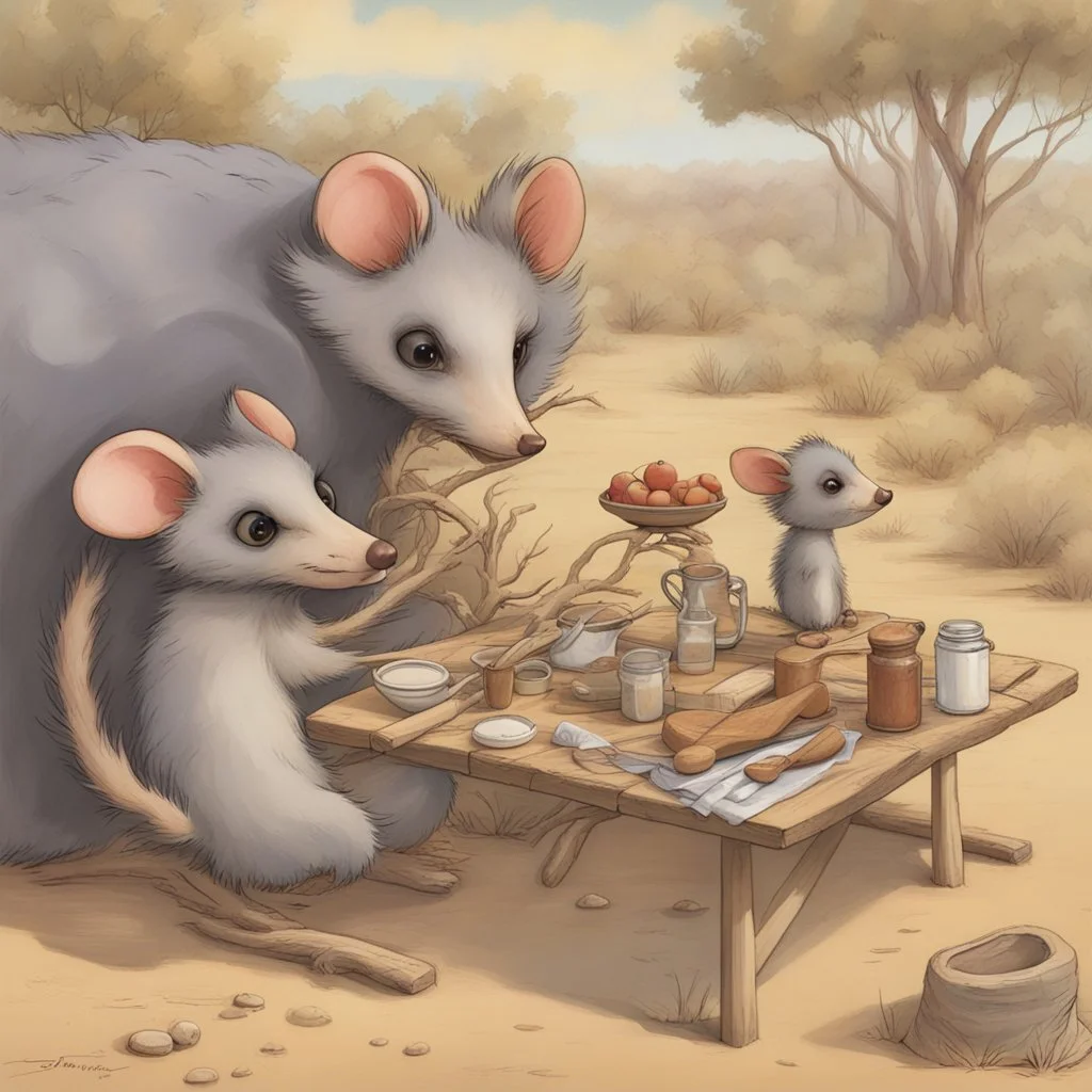 the peculiar picnic of the painted possums: an artful adventure in the outback --v 6.0 --style raw