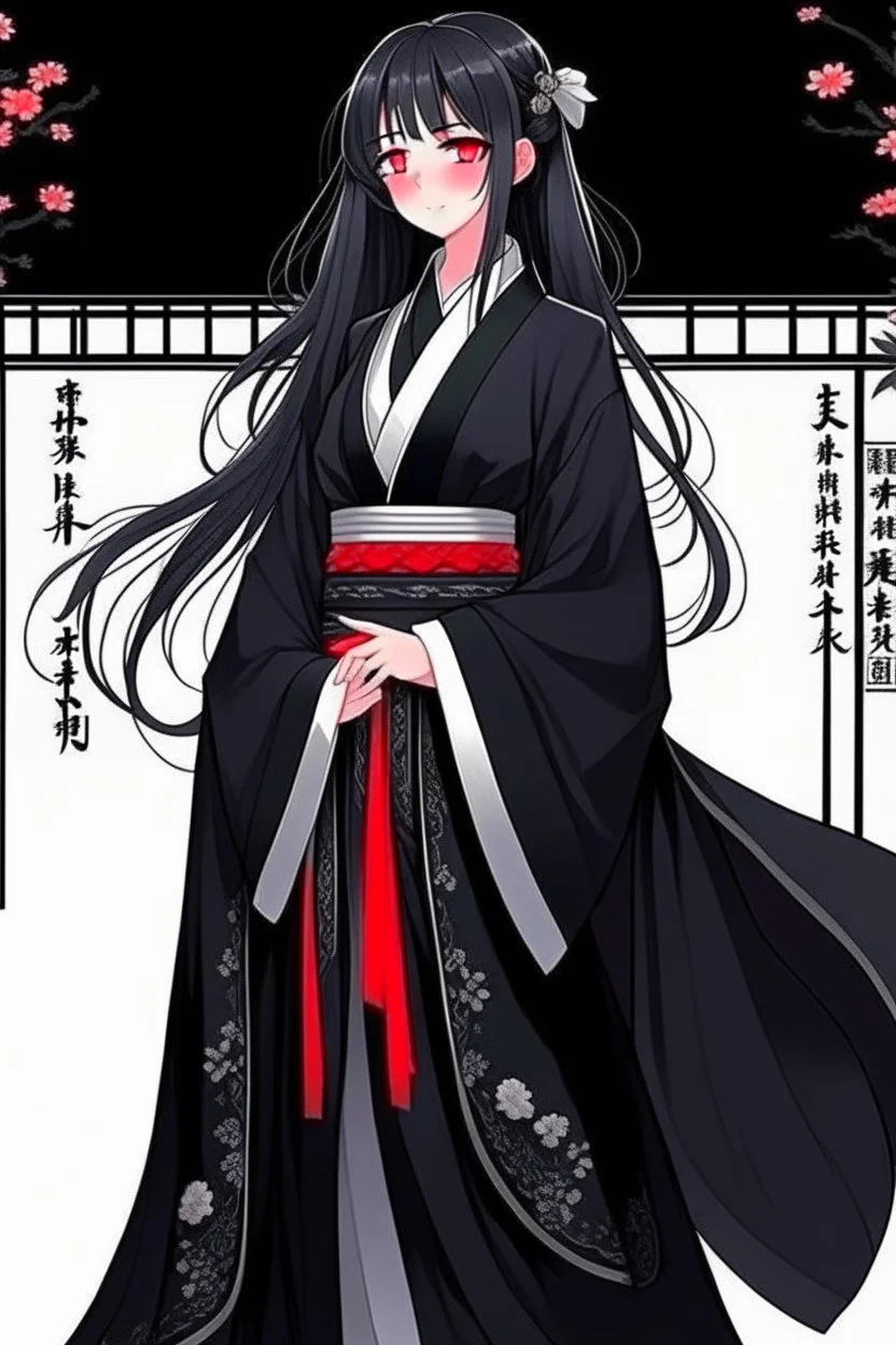 Anime character with black hanfu