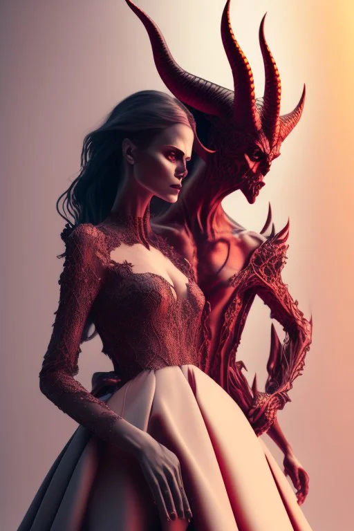 woman and the devil , high delicate defined details, beautiful, atmospheric, matte, 3 d 8 k octane rendered, sharp focus, illustration, high detail, ultra realistic, highly saturated colors