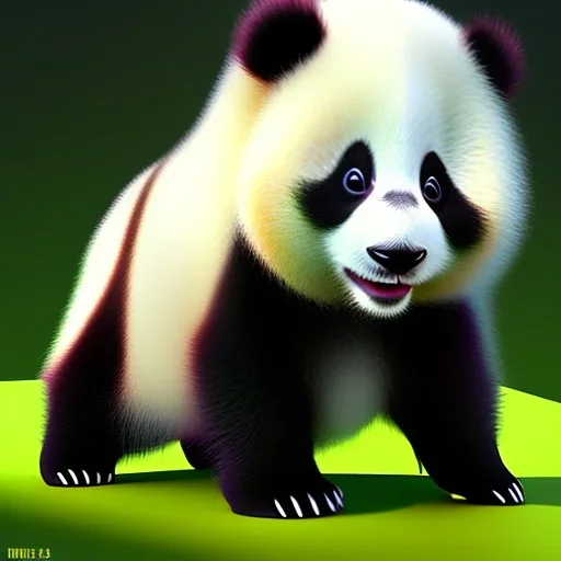 cute baby panda, by pixar